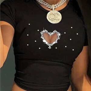 Black Heart Cutout Women's Top